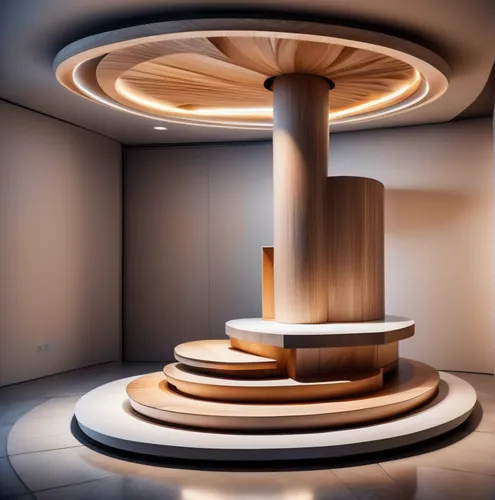 circular staircase,spiral staircase,ufo interior,revolving light,mri machine,winding staircase,floor fountain,interior modern design,spiral stairs,magnetic resonance imaging,rotating beacon,ceiling fixture,3d rendering,wooden spool,modern decor,decorative fountains,the pillar of light,3d render,interior design,interior decoration