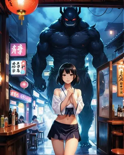 mayuri,izakaya,shimei,yongmei,takemi,monogatari,Illustration,Japanese style,Japanese Style 06