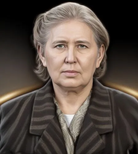 a painting of a woman with grey hair,organa,grankovskaya,matviyenko,chukovskaya,politkovskaya,shelkovskaya,Common,Common,Natural