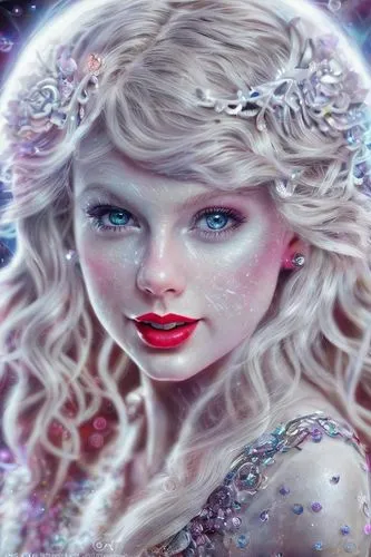 Taylor Swift extremely detailed professional photography of (((an ethereal spirit))) with a mischievous smile and glowy eyes. Otherworldly creature, magical scene, an incredibly beautiful world of won