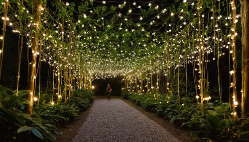 tunnel of plants,garland of lights,plant tunnel,garland lights,luminous garland,fairy lights,naples botanical garden,the lights,royal botanic garden,winter garden,pergola,botanical gardens,botanical garden,walkway,the park at night,the holiday of lights,illumination,lights serenade,towards the garden,string of lights,Photography,Documentary Photography,Documentary Photography 31