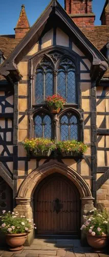 timber framed building,tudor,agecroft,inglenook,elizabethan manor house,maplecroft,cecilienhof,knight house,dandelion hall,witch's house,maison,house entrance,crooked house,wightwick,spottiswoode,dursley,fairy tale castle,traditional house,model house,townscapes,Conceptual Art,Oil color,Oil Color 12