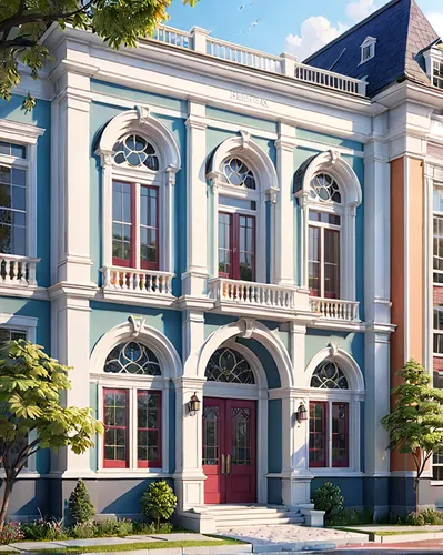 classical architecture,victorian house,french building,townhouses,victorian,neoclassical,bendemeer estates,beautiful buildings,rosewood,mansion,luxury home,neoclassic,luxury real estate,luxury property,facade painting,exterior decoration,athenaeum,house with caryatids,colorful facade,two story house,Anime,Anime,General