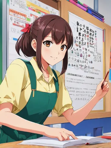 miku maekawa,mikuru asahina,office ruler,teacher,euphonium,girl studying,classroom,stationery,typesetting,classroom training,tutor,azuki bean,to write,shochikuume,tutoring,student,mako,paperwork,desk,secretary,Illustration,Japanese style,Japanese Style 03