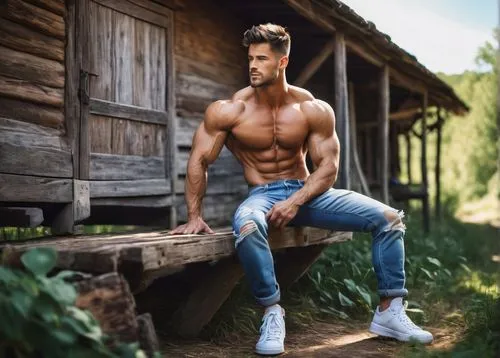 male model,danila bagrov,gardener,farmer in the woods,man on a bench,lukas 2,latino,alex andersee,austin stirling,carpenter jeans,sauna,log cabin,outdoor bench,men's wear,perched on a log,jogger,germano male,nature and man,itamar kazir,garden work,Conceptual Art,Oil color,Oil Color 18