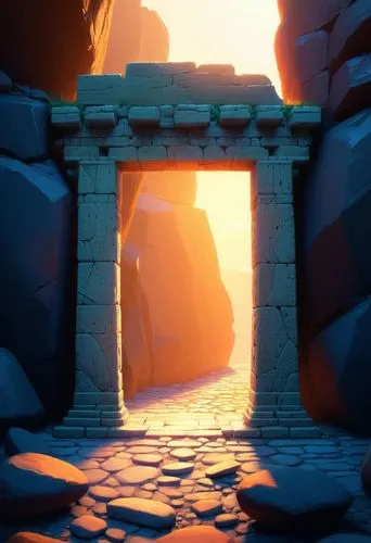 stone gate,archway,gateway,sandstone wall,rock arch,rock gate,threshold,stone ramp,stone oven,3d render,ruins,shader,stone desert,threshhold,sandstone,shaders,chasm,ravine,archways,arches,Conceptual Art,Fantasy,Fantasy 19