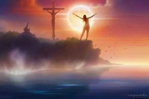 jesus on the cross,jesus christ and the cross,the crucifixion,jesus cross,the cross,world digital painting,baptism of christ,calvary,raise,resurrection,crossed,the angel with the cross,arms outstretch