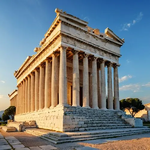 the temple is on display in the sunny afternoon,greek temple,temple of diana,erechtheion,paestum,roman temple,capitolium,the parthenon,caesonia,akropolis,temple of hercules,parthenon,doric columns,hel