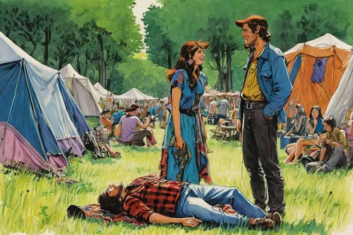 campground,campsite,square dance,tourist camp,festival,music festival,hippy market,folk festival,vintage illustration,country-western dance,tent camp,camping,village festival,waldbühne,world jamboree,gypsy tent,big top,campers,gypsies,picnic,Illustration,Black and White,Black and White 17