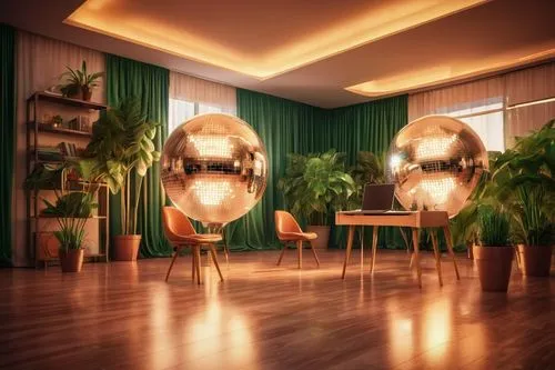 3d render,art deco background,renders,interior decoration,3d rendering,table lamps,greenroom,hairdressing salon,disco ball,foscarini,bamboo curtain,ambient lights,render,meeting room,3d rendered,ballroom,livingroom,decor,houseplants,hotel lobby,Illustration,Realistic Fantasy,Realistic Fantasy 38