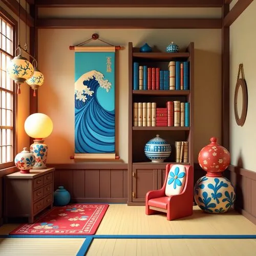 japanese-style room,studio ghibli,blue room,ghibli,the little girl's room,danish room