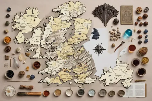 cartography,geologist,to scale,old world map,yorkshire,map silhouette,geological,germany map,derbyshire,collected game assets,united kingdom,staffordshire,north yorkshire,game of thrones,northern ireland,northern longear,northern europe,wales,mapped,places of interest,Unique,Design,Knolling