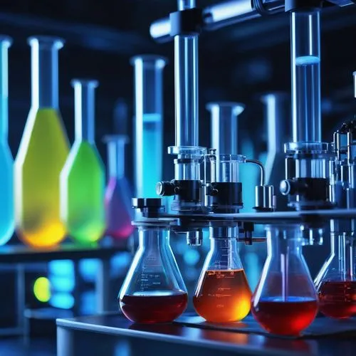 Futuristic laboratory, stable diffusion, experiment setup, various tubes and beakers, colorful liquids flowing, scientific equipment, microscope, Petri dishes, test tubes, modern machinery, metallic s