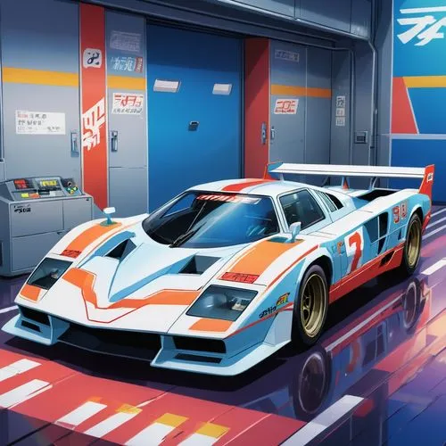 ford gt 2020,gulf,porsche 917,oreca,zonda,rsr,Illustration,Japanese style,Japanese Style 03