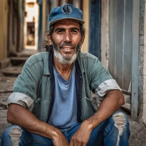 UN indigente, en un barrio de ricos de pie en una esquina con mirada triste y perdida, la gente pasa por su lado ignorandole, viste ropas ajadas por el tiempo, su rostro esta surcado por arrugas, una 