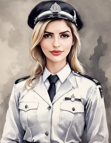 policewoman,police officer,officer,policeman,garda,police uniforms,park ranger,polish police,military person,woman fire fighter,police hat,cadet,female nurse,police force,traffic cop,atatürk,sheriff,police,carabinieri,jordanian,Digital Art,Watercolor