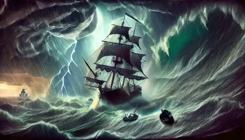 maelstrom,ghost ship,fantasy picture,pirate ship,sea storm,sea sailing ship