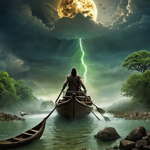 fantasy picture,photo manipulation,boat landscape,adrift,photomanipulation,shamanic,fantasy art,the way of nature,photoshop manipulation,fantasy landscape,shamanism,the mystical path,mother earth,digital compositing,canoeing,god of the sea,landscape background,row boat,the night of kupala,canoe,Conceptual Art,Daily,Daily 11