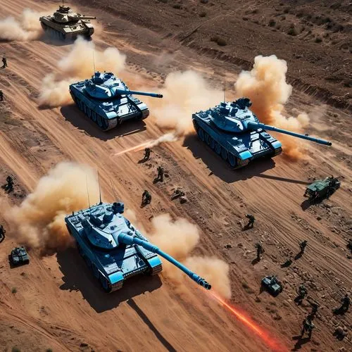 recon view of battle between tron T-90 tanks firing at eachother, red and blue color of tanks, satelllite view, no error, precise realistic body of tanks and weapons, long tank cannon,abrams m1,tanks,