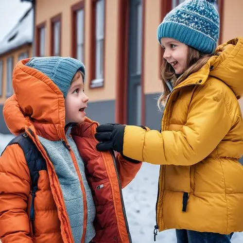 girl and boy outdoor,winter clothing,photographing children,estonians,winter clothes,little boy and girl,Photography,General,Realistic