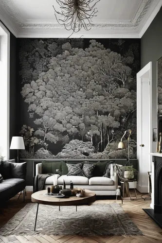 sitting room,wall plaster,living room,livingroom,modern decor,wall decoration,interior decor,stucco wall,contemporary decor,danish furniture,stucco ceiling,wall sticker,interior decoration,wall decor,great room,danish room,interior design,scandinavian style,flower wall en,european ash,Illustration,Black and White,Black and White 09