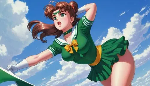 bitter clover,clovers,lucky clover,mikuru asahina,emerald,incarnate clover,medium clover,flying heart,clover,clover meadow,jade,patrol,flying girl,oz,sailor,goddess of justice,cheering,dutch clover,cheerleader,determination,Illustration,Retro,Retro 14