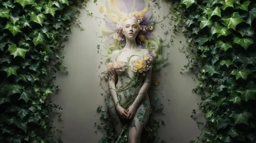 ivy background,dryad,faerie,faery,elven flower,girl in a wreath,garden fairy,mother nature,fae,garden of eden,secret garden of venus,flower fairy,flora,faun,the enchantress,background ivy,ivy,anahata,