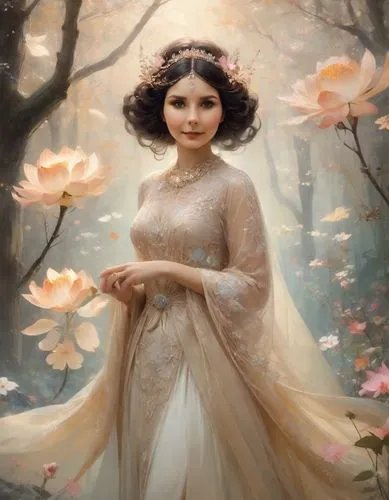 rosa 'the fairy,jasmine blossom,fairy queen,fantasy portrait,gekas,fairy tale character,Digital Art,Impressionism