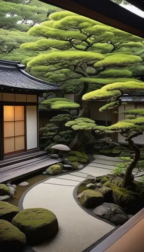 japanese-style room,japanese zen garden,ryokan,ryokans,japanese garden ornament,zen garden,the japanese tree,japanese garden,ginkaku-ji temple,japan garden,chanoyu,teahouse,teahouses,japanese art,dojo,heian,kinkakuji,shoin,japan landscape,kinkakuji temple,Illustration,Paper based,Paper Based 15