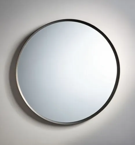 A mirror frame made of metal with a crack in middle of different shapes,a circular mirror mounted on the wall,circle shape frame,round frame,parabolic mirror,miroir,exterior mirror,mirror frame