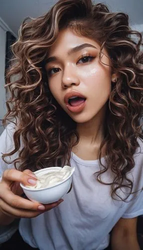 girl with cereal bowl,tea,miso,zendaya,cardizem,cuppa,Illustration,Japanese style,Japanese Style 13