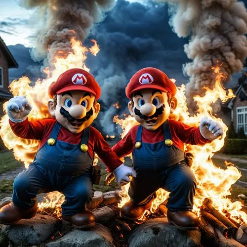 super mario brothers,mario bros,plumbers,marios,fire fighters,firefighters,pyrotechnicians,firemen,mario,flamethrowers,bomberos,firebombers,fire fighting,switchmen,firefighting,pyromaniacs,firestorms,fireman,fire extinguishing,make fire,Photography,General,Realistic