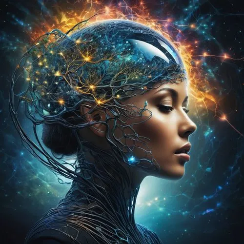 precognition,cognition,neuroplasticity,telepath,mindspring,brainwaves,imaginacion,psytrance,cognitivism,brainwave,cerebro,sci fiction illustration,woman thinking,transhuman,empath,mindstream,head woman,universo,synaptic,transhumanism,Conceptual Art,Fantasy,Fantasy 14