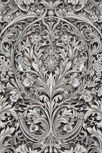 paisley digital background,damask background,paisley pattern,damask paper,antique background,baroque,mandelbulb,damask,intricate,lace border,floral ornament,vintage wallpaper,patterned wood decoration,ornate,traditional pattern,silver lacquer,filigree,floral pattern,art nouveau design,rococo,Illustration,Black and White,Black and White 03