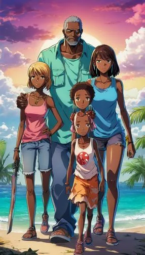 island residents,the dawn family,island group,beach goers,antigua,herring family,fiji,diverse family,slave island,castaway beach,honolulu,legume family,punta-cana,the caribbean,african american kids,caper family,summer background,south seas,beach background,magnolia family,Illustration,Japanese style,Japanese Style 03