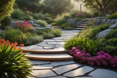 landscape design sydney,landscape designers sydney,pathway,garden design sydney,zen garden,walkway,wooden path,landscaped,winding steps,climbing garden,japanese zen garden,nature garden,pathways,the mystical path,stone garden,landscaping,biopiracy,stone ramp,forest path,pearl border,Illustration,Paper based,Paper Based 21