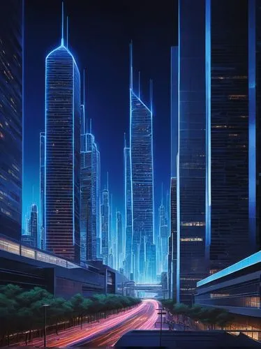 cybercity,cybertown,cyberport,cityscape,futuristic landscape,coruscant,city at night,cyberworld,skyline,city skyline,dubai,megacorporations,urban towers,fantasy city,capcities,ctbuh,skyscrapers,guangzhou,metropolis,cities,Conceptual Art,Daily,Daily 27