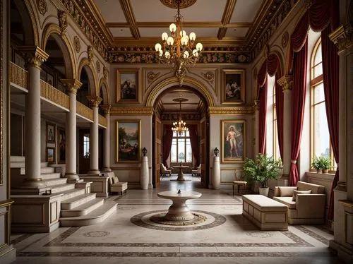 entrance hall,foyer,enfilade,hermitage,hallway,royal interior,harlaxton,cochere,ornate room,anteroom,dolmabahce,corridor,teylers,neoclassical,europe palace,corridors,peterhof palace,folketinget,courtauld,the royal palace