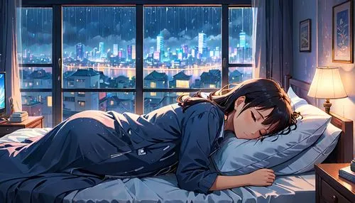 blue pillow,sleeping,sleeping rose,sleeping room,blue room,the sleeping rose,romantic scene,romantic night,winter dream,sleeping beauty,blue hour,asleep,cg artwork,night scene,azusa nakano k-on,sleep,bedroom window,blue rain,napping,in the evening,Anime,Anime,Realistic