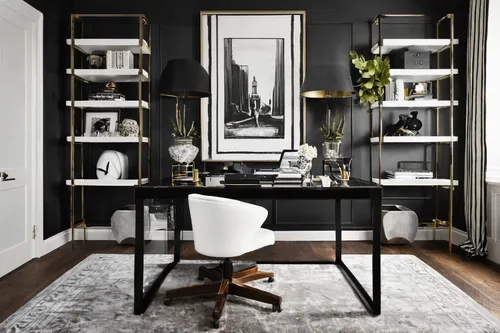 Modern Office Decorations 25 Contemporary Home Office You Are Guaranteed To Love,dark cabinetry,dressing table,writing desk,modern decor,dark cabinets,scandinavian style,secretary desk,contemporary de