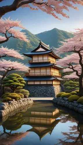 japanese sakura background,sakura background,kyoto,japan landscape,japanese background,sakura tree,asian architecture,sakura trees,katsura,ryokans,dojo,sakura blossom,hakuseki,japan,japanese-style room,ryokan,japanese art,ukiyoe,hideyoshi,wakanohana,Illustration,Abstract Fantasy,Abstract Fantasy 06