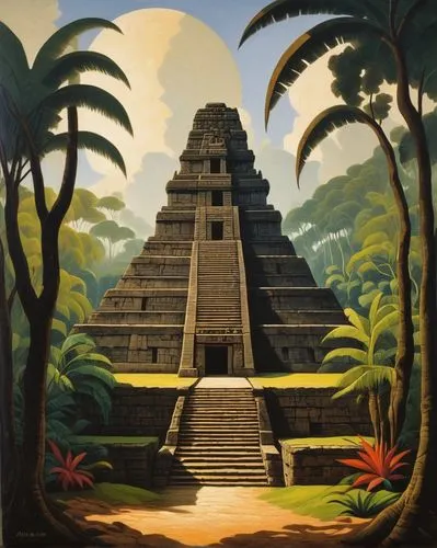 tikal,chichen itza,azteca,yavin,aztecas,step pyramid,palenque,mayan,mesoamerican,mesoamerica,pakal,kukulkan,aztec,eastern pyramid,civilizations,ancient civilization,mexica,yucatan,amazonica,pyramid,Art,Artistic Painting,Artistic Painting 27