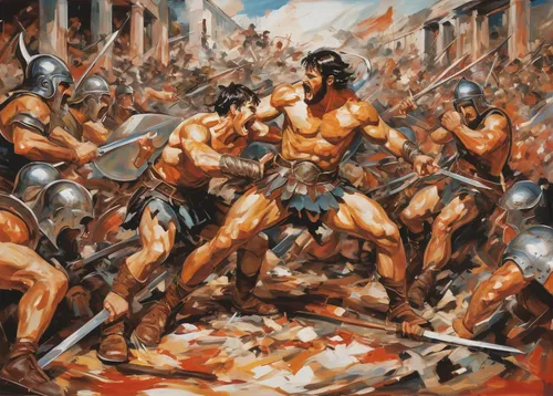 sparta,rome 2,greco-roman wrestling,romans,gladiators,roman history,pankration,pentathlon,gladiator,spartan,ancient rome,the roman empire,thymelicus,battle,warriors,the war,hercules,gaul,300 s,300s,Conceptual Art,Oil color,Oil Color 18