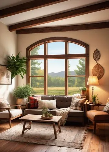 wooden beams,wooden windows,sitting room,home interior,living room,luxury home interior,livingroom,wood window,family room,interior decor,sunroom,3d rendering,contemporary decor,country cottage,rustic,interior decoration,home landscape,interior modern design,french windows,interior design,Conceptual Art,Fantasy,Fantasy 21