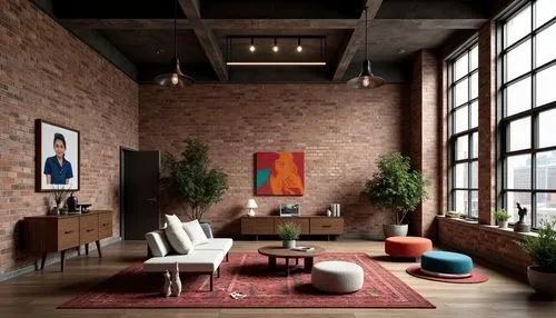 loft,lofts,contemporary decor,modern decor,living room,livingroom,interior design,apartment lounge,red brick,sitting room,interior decor,interior modern design,minotti,home interior,interior decoration,redbrick,modern living room,danish furniture,interiors,red brick wall