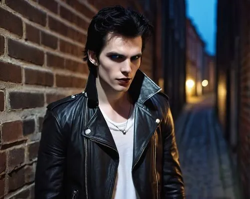 daemon,leather jacket,rockabilly style,rocker,rockabilly,david-lily,black leather,deacon,pompadour,revolver,quiff,billy,lead guitarist,vest,croft,elvis,gothic style,dean razorback,black city,gothic,Conceptual Art,Daily,Daily 11