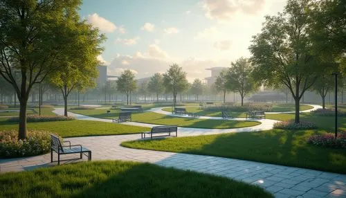 urban park,streamwood,cryengine,greenspace,landscaped,3d rendering,greenspaces,green space,render,netherwood,city park,3d rendered,3d render,park,heartlands,benches,paved square,flowerbeds,virtual landscape,parkview,Photography,General,Realistic