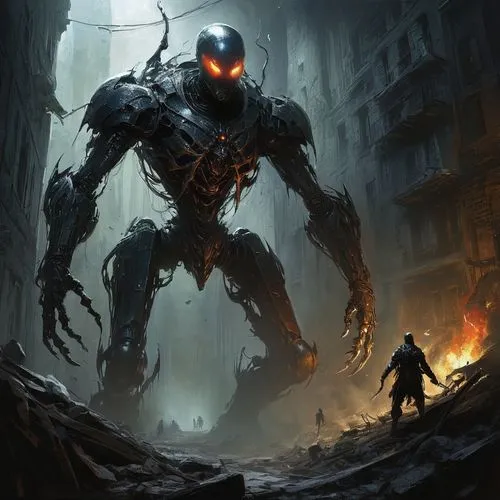 primitive man,concept art,sci fiction illustration,humanoid,game art,mecha,game illustration,mech,bot,harvestman,spawn,walking man,massively multiplayer online role-playing game,predator,cyborg,predators,development concept,the wanderer,terminator,cybernetics,Conceptual Art,Fantasy,Fantasy 12