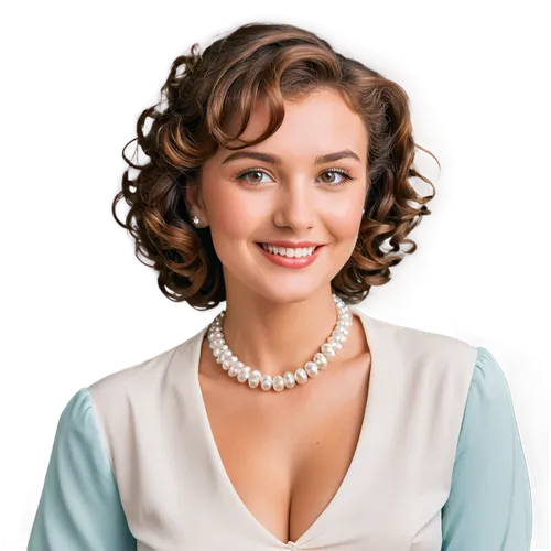 pearl necklace,vintage female portrait,pearl necklaces,bridal jewelry,vintage woman,a charming woman,young woman,eurasian,tatarstan,jane austen,colorpoint shorthair,hollywood actress,portrait background,ukrainian,curly brunette,british actress,cosmetic dentistry,actress,rosa curly,necklace,Illustration,Retro,Retro 12