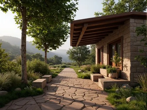 render,home landscape,house in the mountains,3d rendering,summer cottage,landscaping,landscaped,3d render,walkway,house in mountains,renders,pathway,3d rendered,cryengine,rendered,the cabin in the mountains,wooden path,mountain stone edge,mountainside,cottage